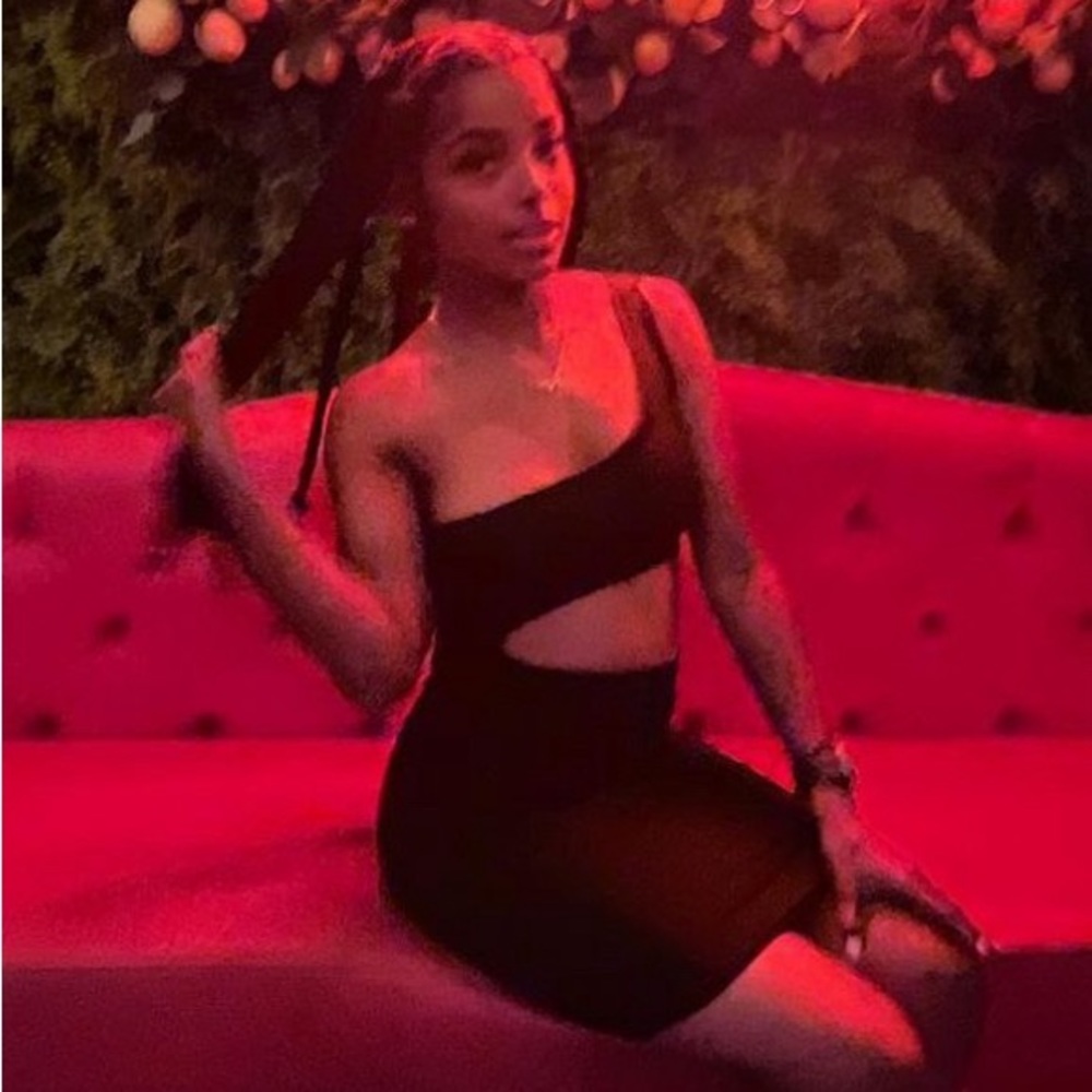black mini dress with cut out